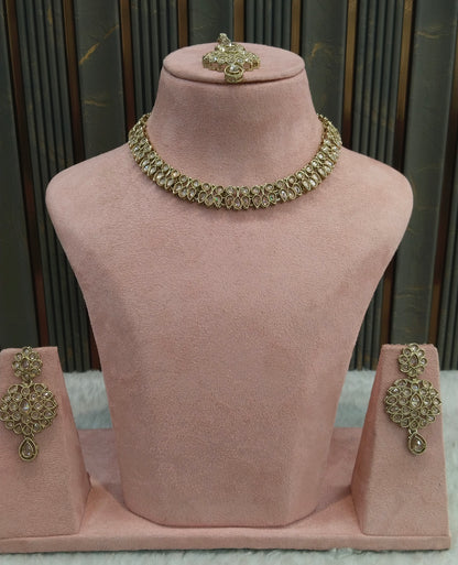 Antique Gold Necklace Indian Jewelry Jasnir Set