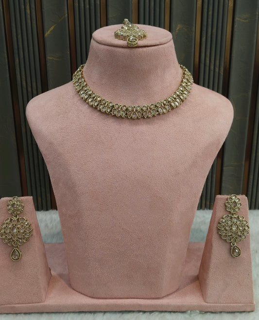 Antique Gold Necklace Indian Jewelry Jasnir Set
