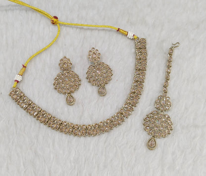 Antique Gold Necklace Indian Jewelry Jasnir Set