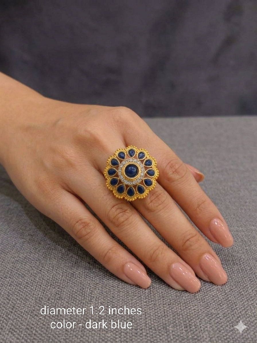 Kundan Adjustable Una Finger Rings