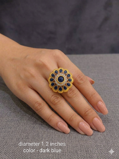 Kundan Adjustable Una Finger Rings