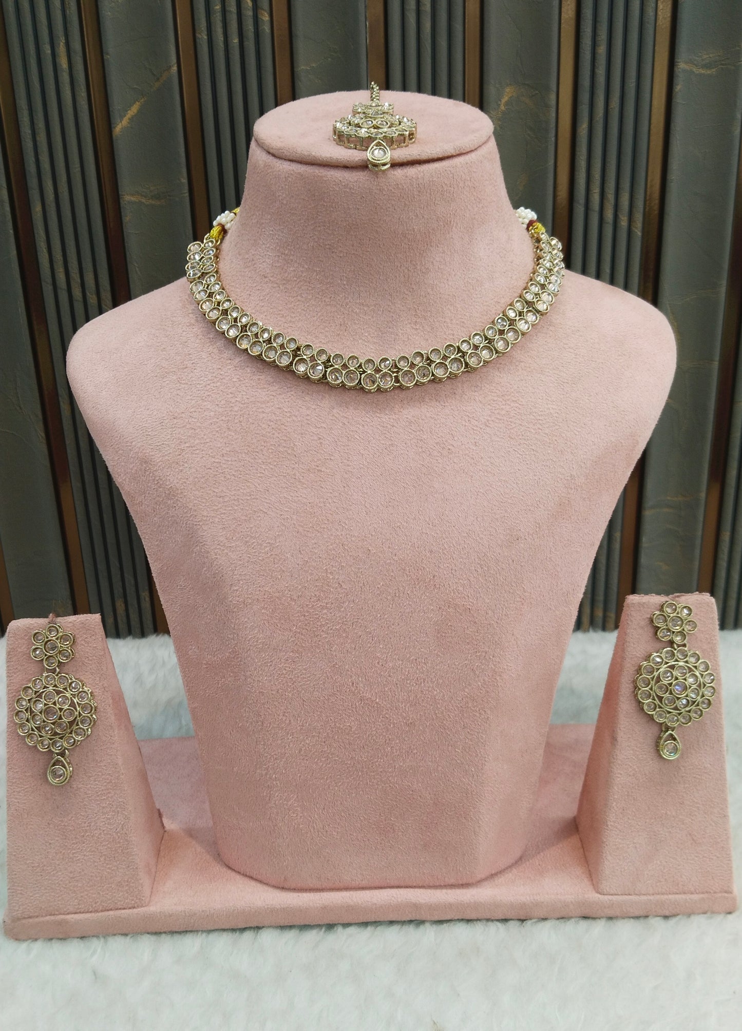 Antique Gold Necklace Indian Jewelry Jasnir Set