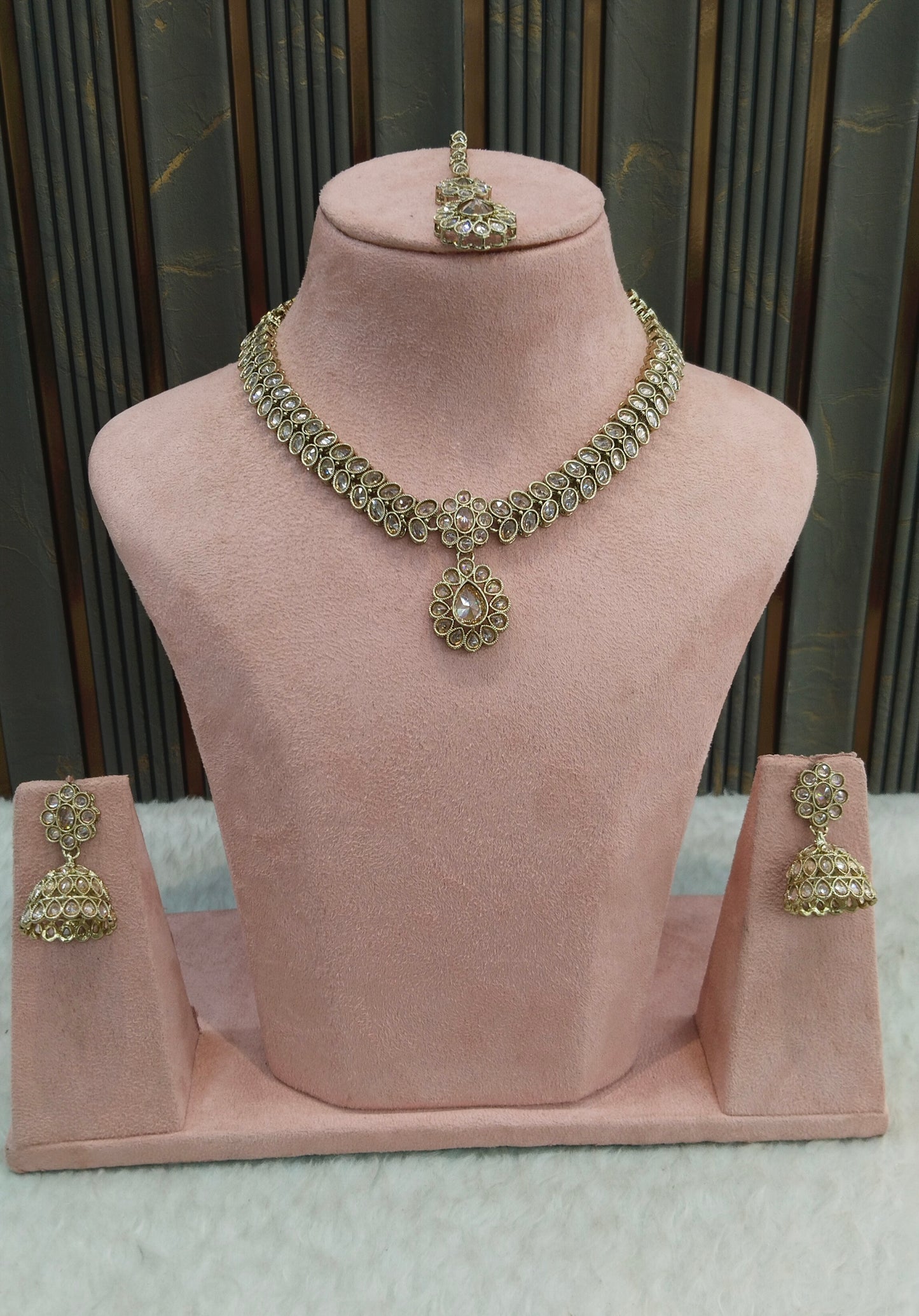 Antique Gold Necklace Indian Jewelry Jasnir Set