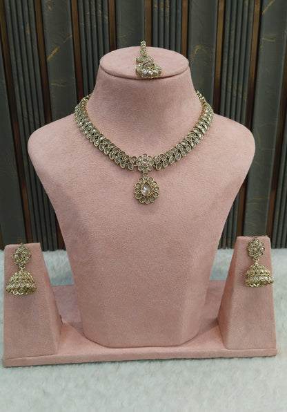 Antique Gold Necklace Indian Jewelry Jasnir Set