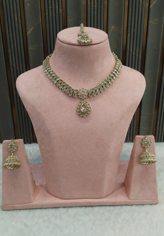 Antique Gold Necklace Indian Jewelry Jasnir Set