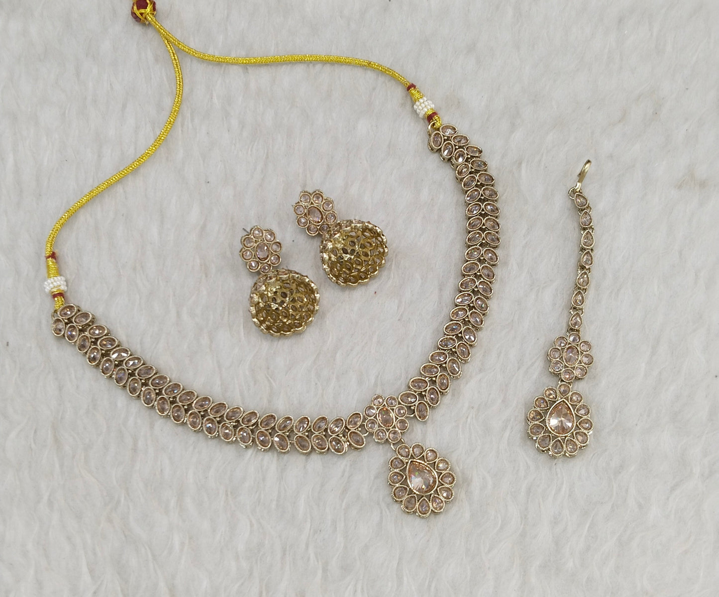 Antique Gold Necklace Indian Jewelry Jasnir Set