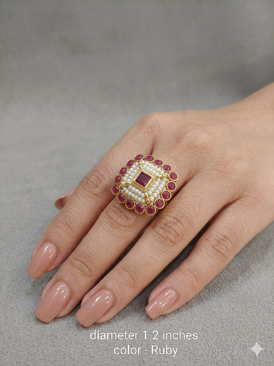 Kundan Adjustable Una Finger Rings