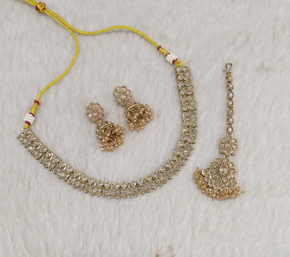 Antique Gold Necklace Indian Jewelry Jasnir Set