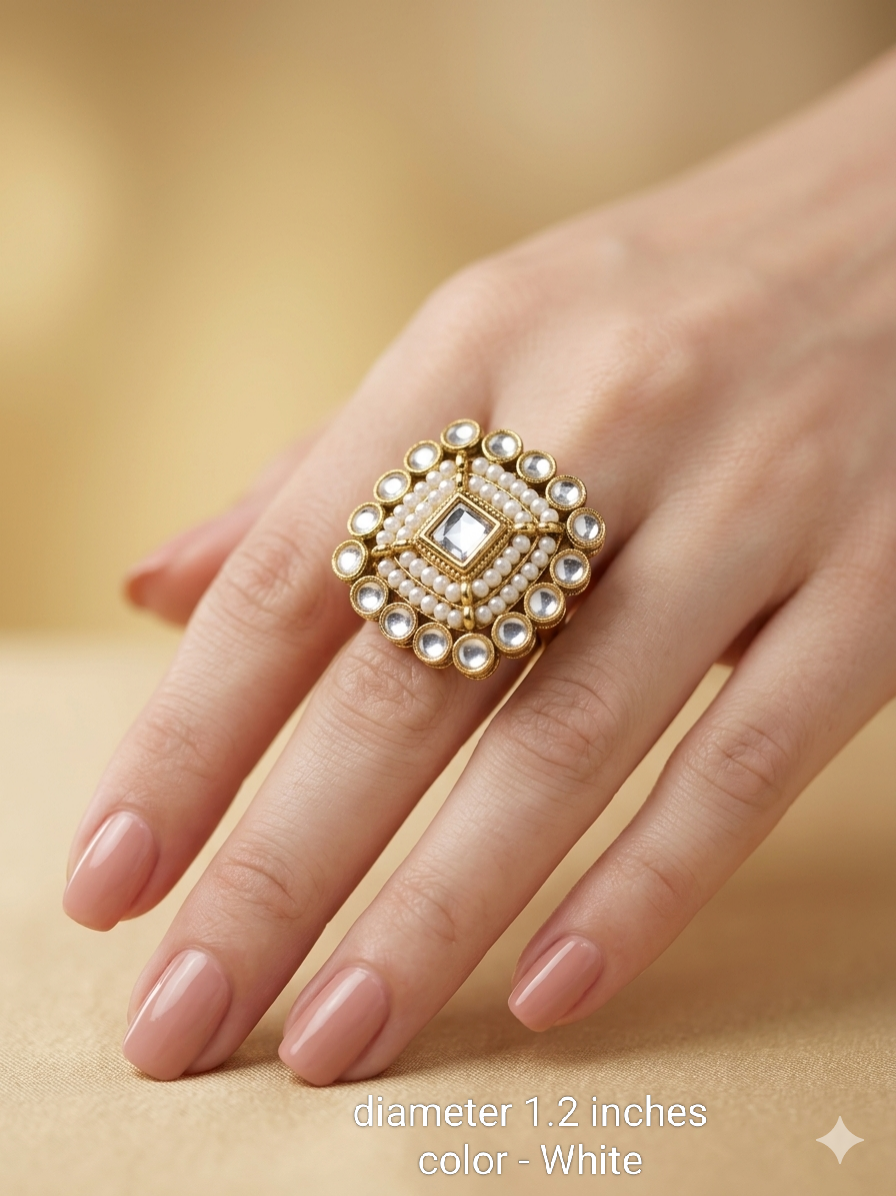 Kundan Adjustable Una Finger Rings