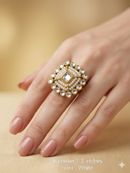 Kundan Adjustable Una Finger Rings