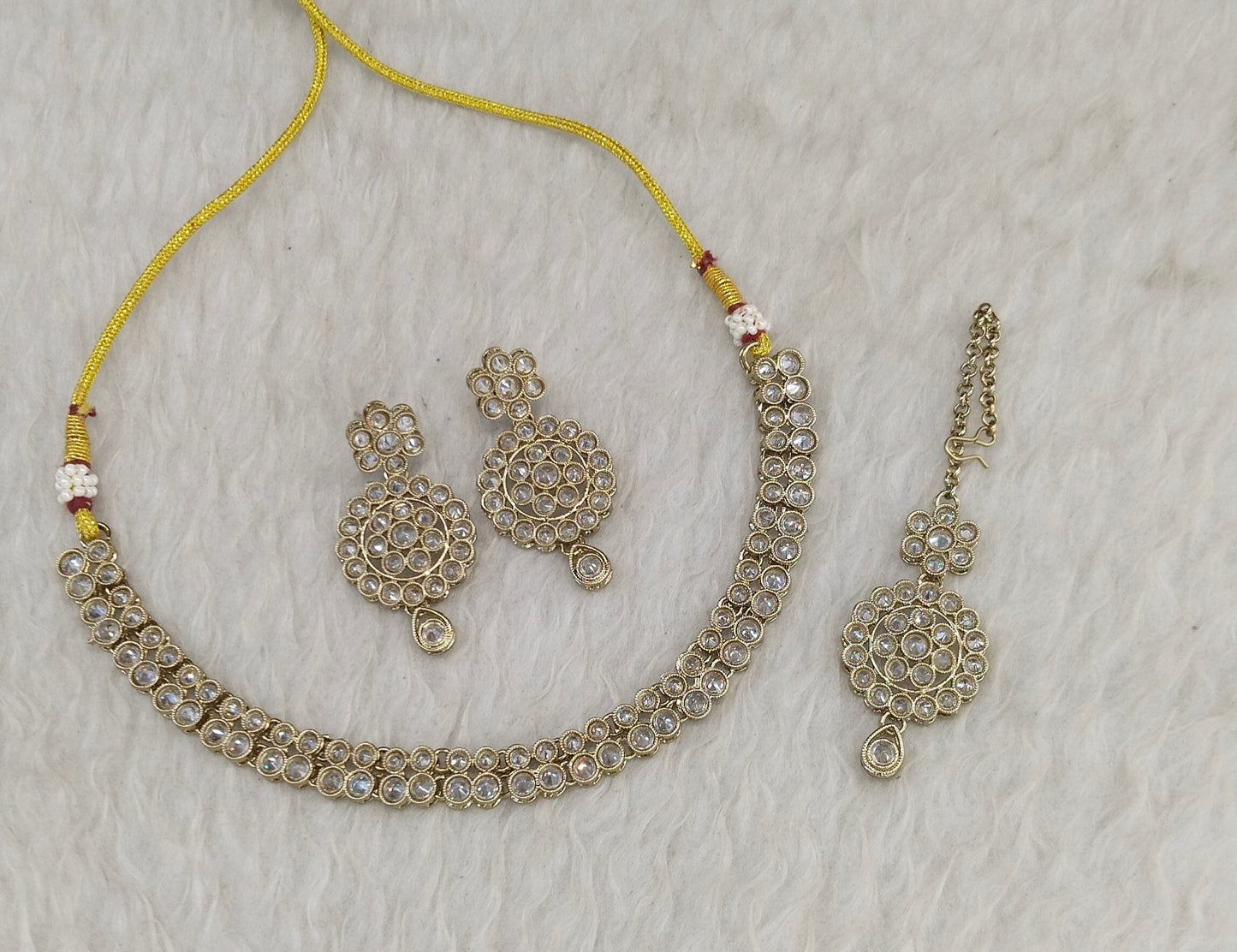Antique White Necklace Indian Jewelry Jasnir Set