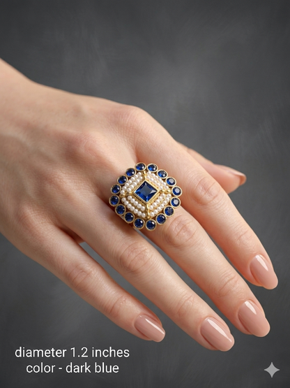 Kundan Adjustable Una Finger Rings