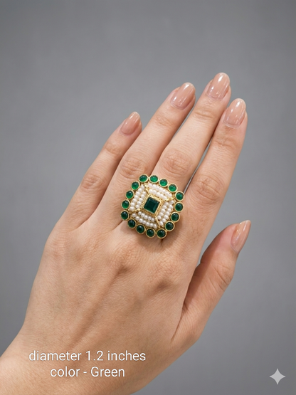 Kundan Adjustable Una Finger Rings