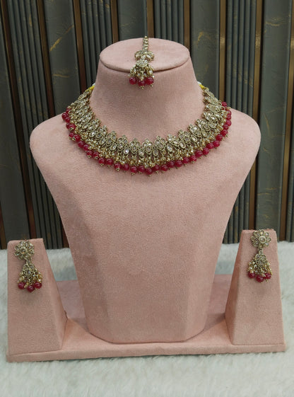 Antique Gold Ruby Necklace Indian Jewelry Shuba Set