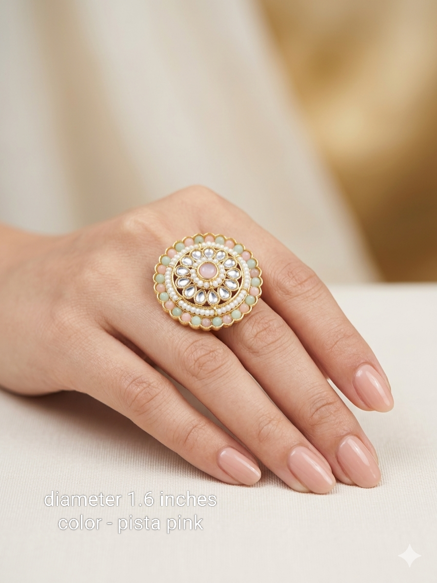 Kundan Adjustable Una Finger Rings