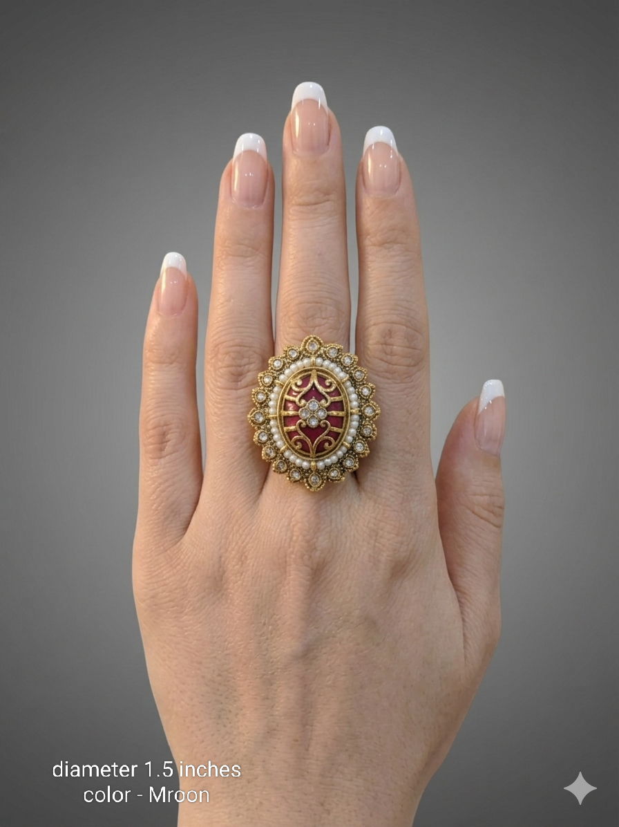 Kundan Adjustable Una Finger Rings