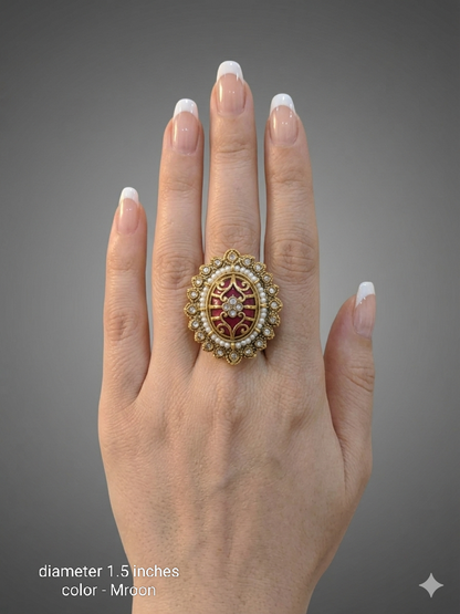 Kundan Adjustable Una Finger Rings
