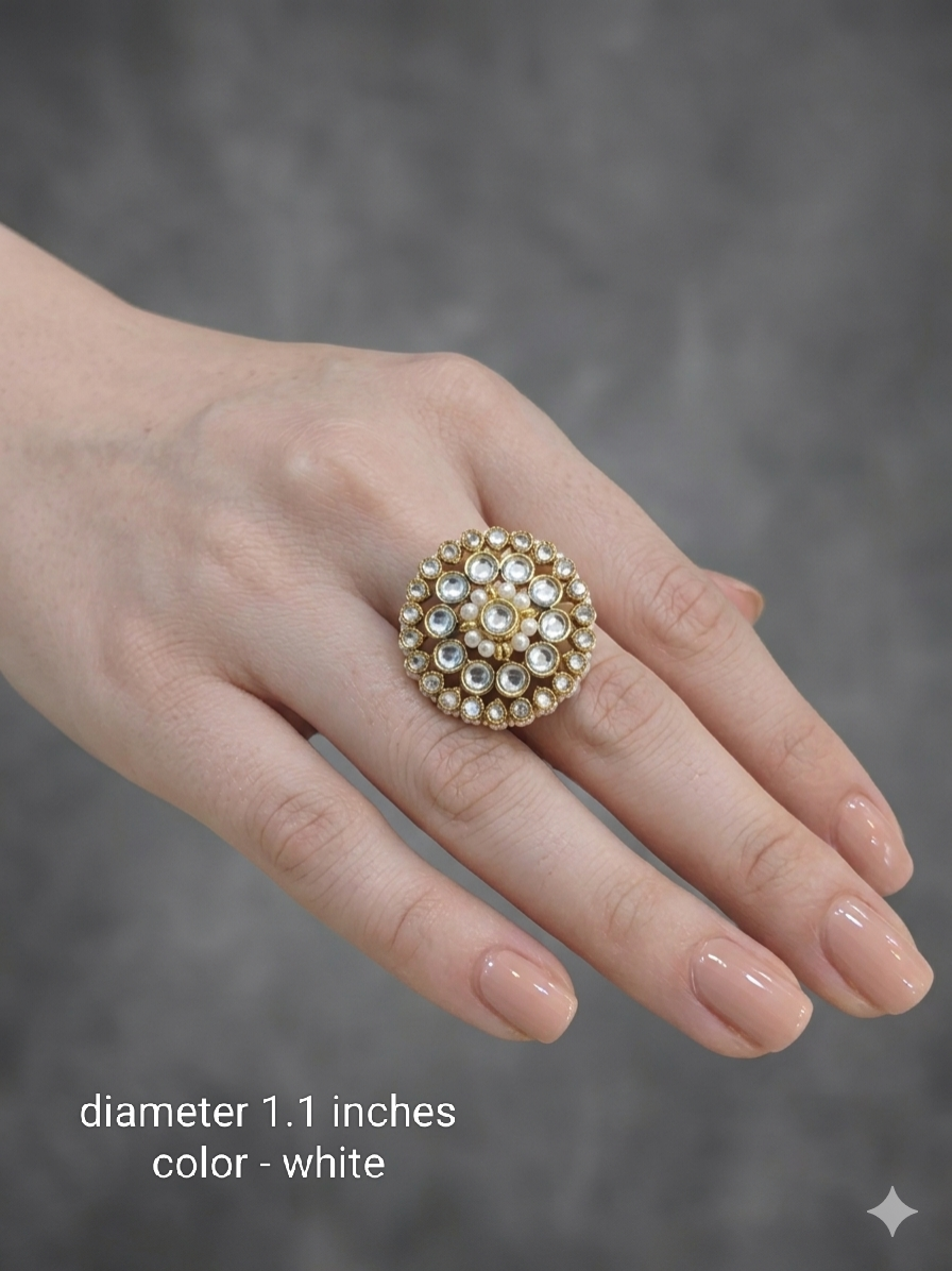 Kundan Adjustable Una Finger Rings