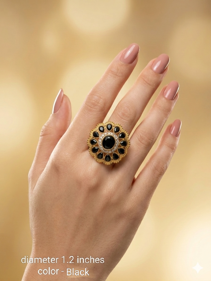 Kundan Adjustable Una Finger Rings