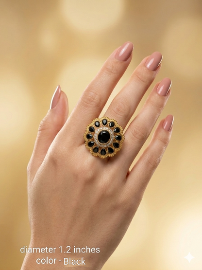 Kundan Adjustable Una Finger Rings