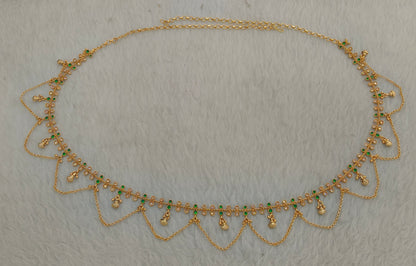 Gold Green Belly chain indian kamarbelt Prachi saree chain