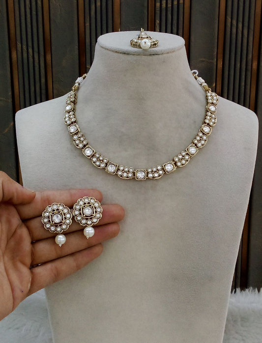 Antique White Necklace Indian Jewelry Steff Set