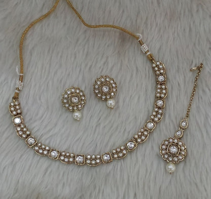 Antique White Necklace Indian Jewelry Steff Set