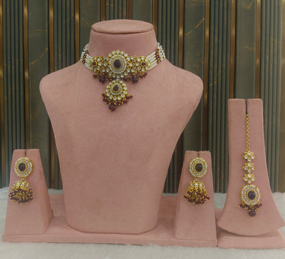 Maroon Kundan Choker Jewellery Firoh Set