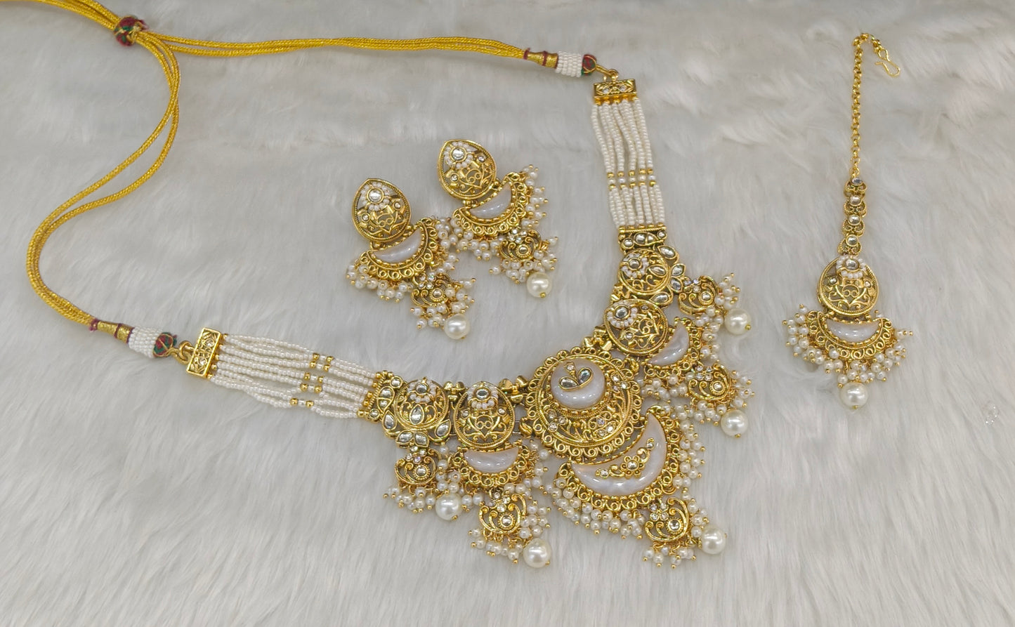 White Kundan necklace Set/ kundan Indian jewellery kundan Ravina sets
