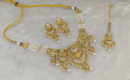 White Kundan necklace Set/ kundan Indian jewellery kundan Ravina sets