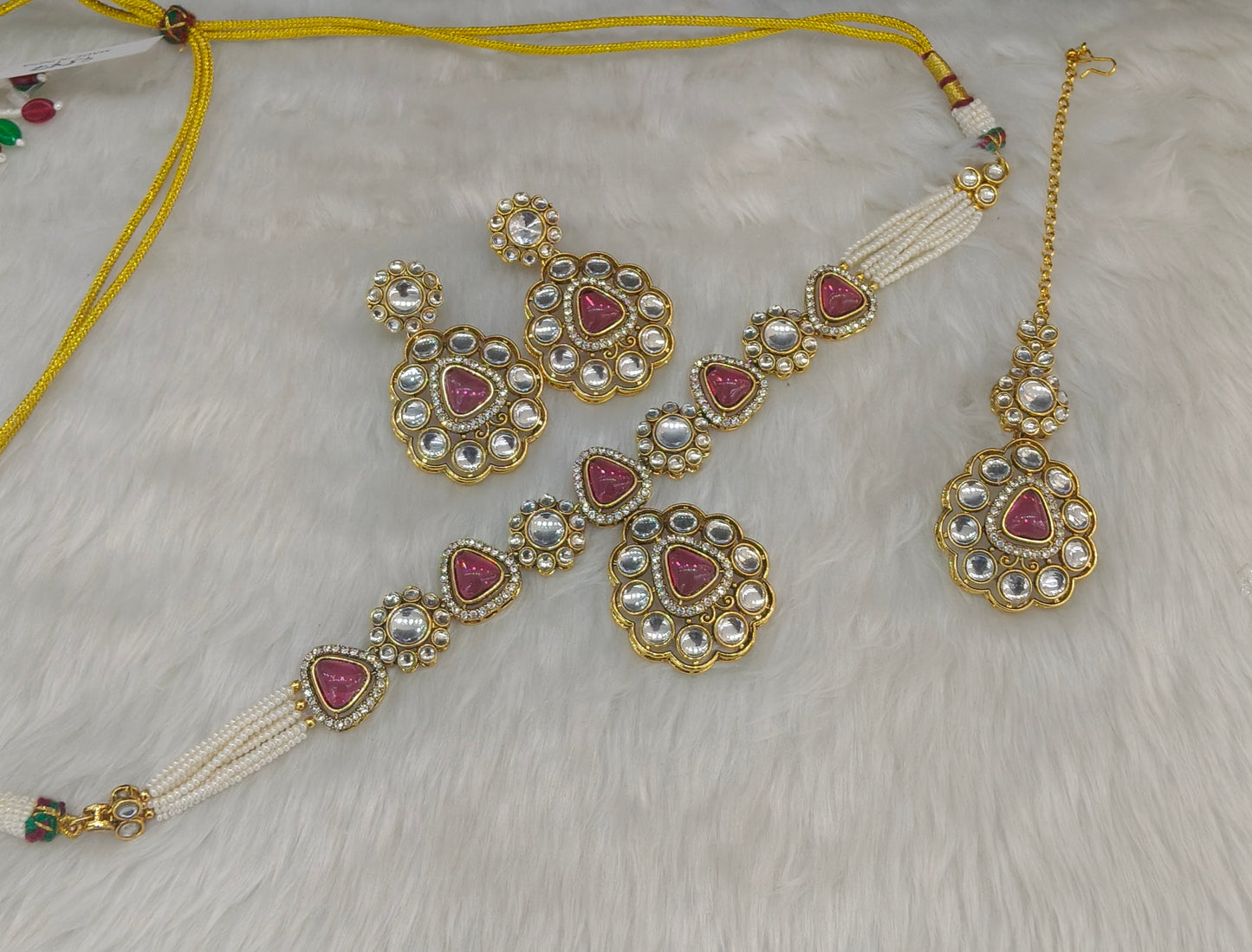 Ruby Gold Kundan Necklace Indian Jewellery Kajal Set