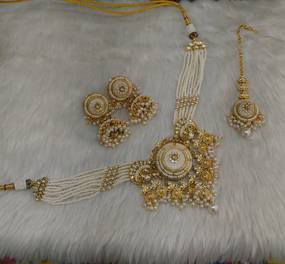 White Kundan necklace Set/ kundan Indian jewellery kundan Japji sets