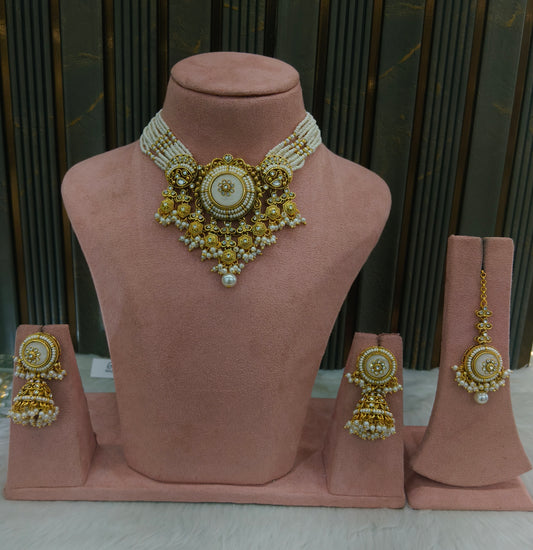 White Kundan necklace Set/ kundan Indian jewellery kundan Japji sets