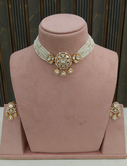 Gold Kundan Choker Indian Jewellery Nilam Set