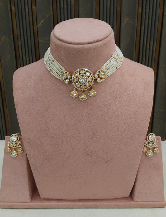 Gold Kundan Choker Indian Jewellery Nilam Set