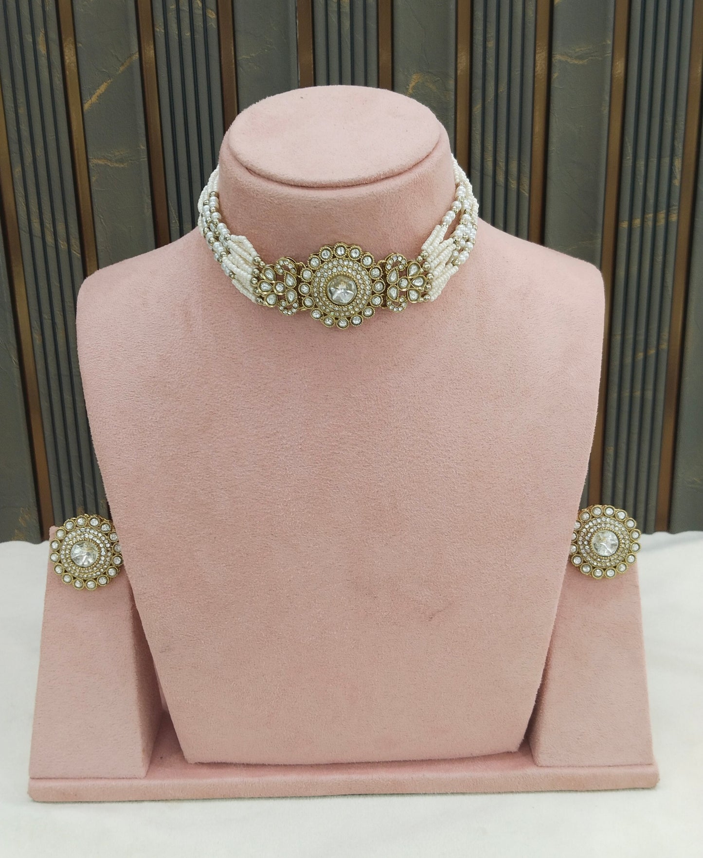 Antique White choker Set/ Antique gold choker Indian Nalini Jewellery