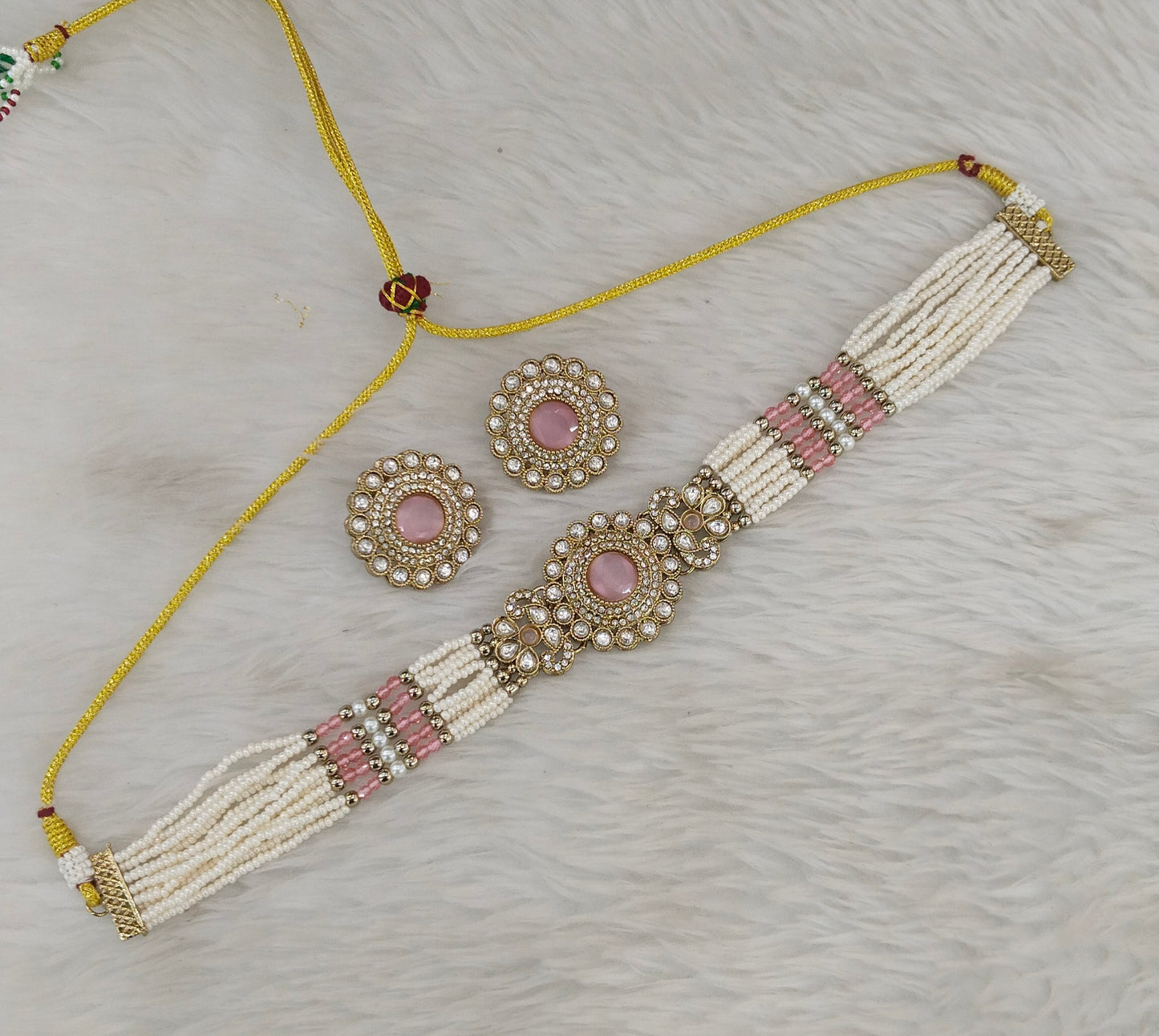 Antique Pink choker Set/ Antique gold choker Indian Nalini Jewellery