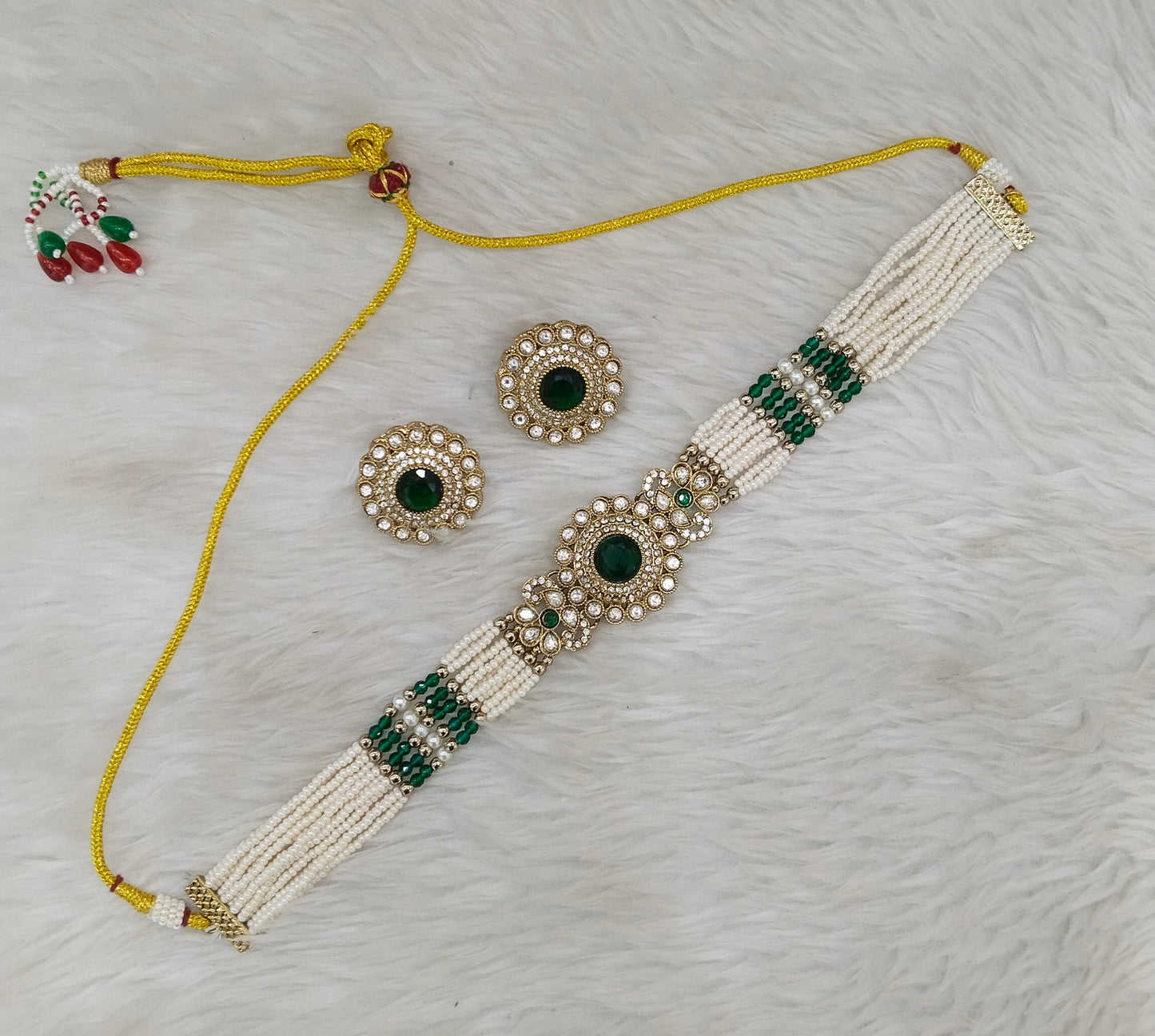 Antique Green choker Set/ Antique gold choker Indian Nalini Jewellery