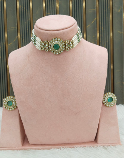 Antique Mint choker Set/ Antique gold choker Indian Nalini Jewellery
