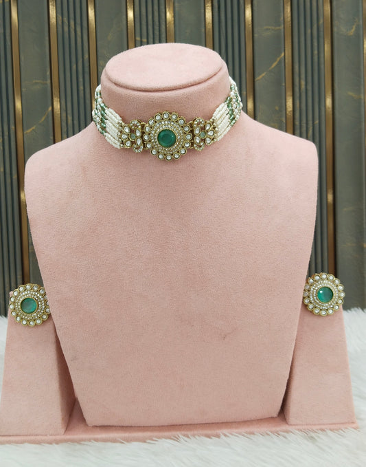Antique Mint choker Set/ Antique gold choker Indian Nalini Jewellery