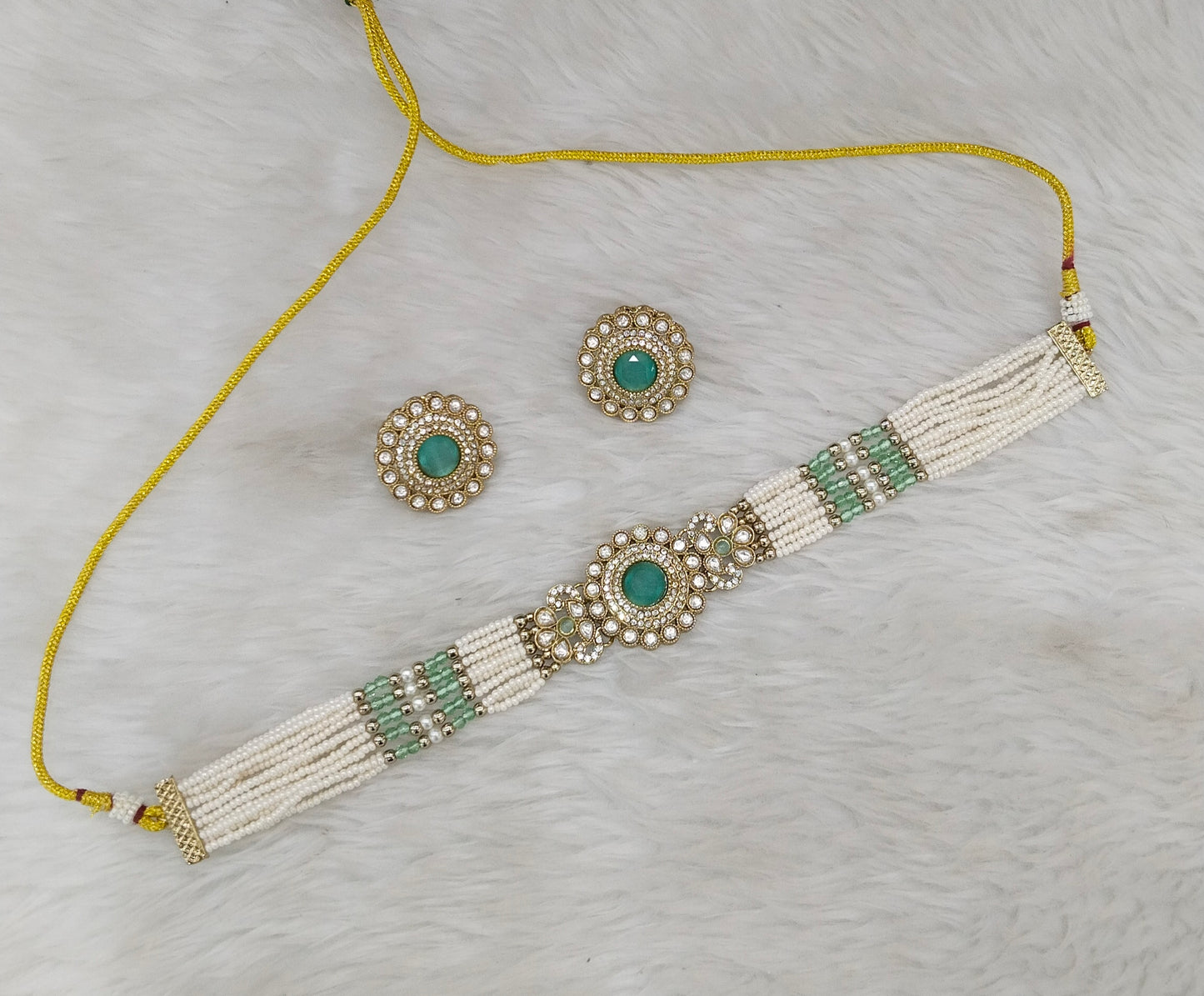 Antique Mint choker Set/ Antique gold choker Indian Nalini Jewellery