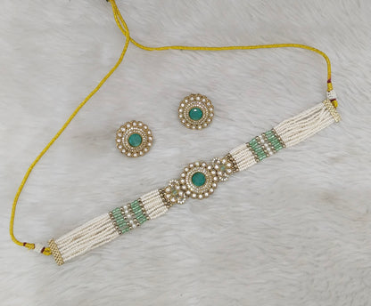 Antique Mint choker Set/ Antique gold choker Indian Nalini Jewellery
