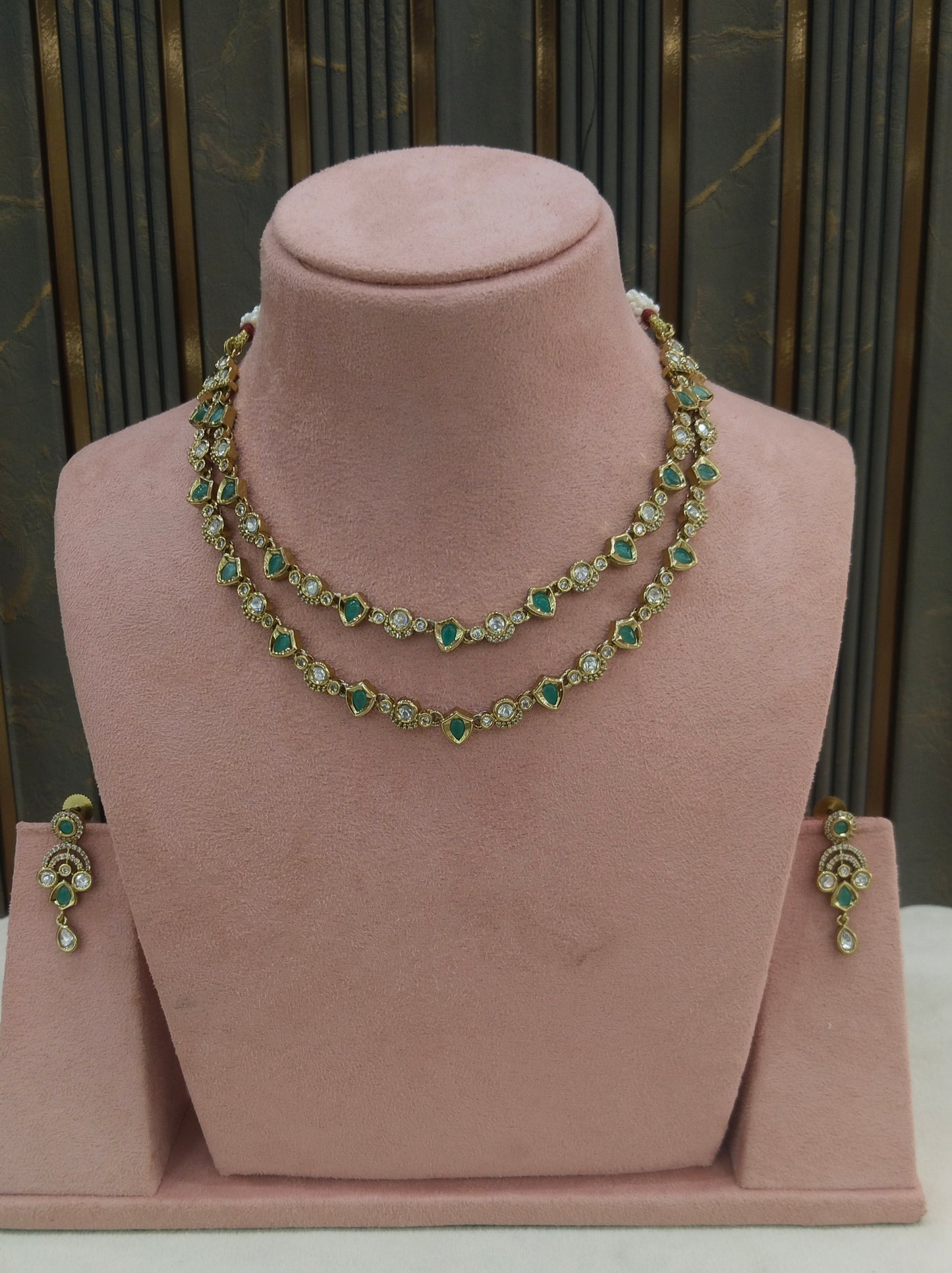 Antique Mint Kundan Necklace Indian Jewelry Juna Set