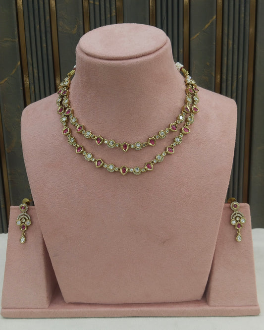 Antique Ruby Kundan Necklace Indian Jewelry Juna Set