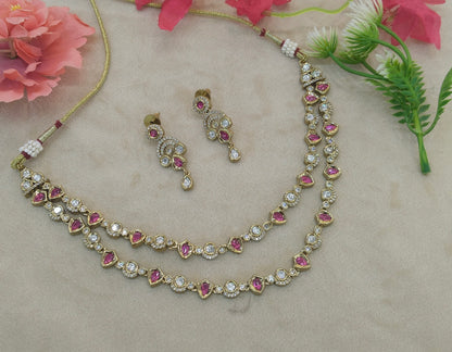 Antique Ruby Kundan Necklace Indian Jewelry Juna Set