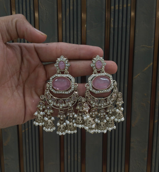 Antique Gold Pink Bollywood Indian Joye Earrings