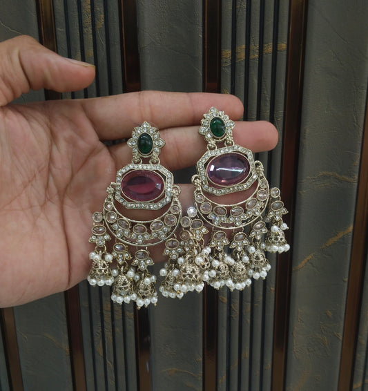 Antique Purple Green Bollywood Indian Joye Earrings