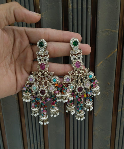 Antique Multi Color Bollywood Indian Ratan Earrings