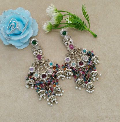 Antique Multi Color Bollywood Indian Ratan Earrings