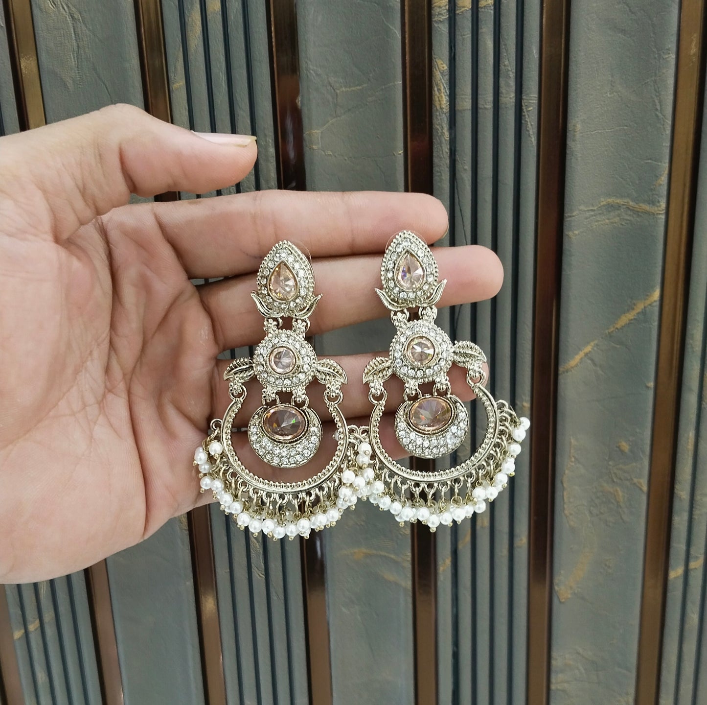 Antique Gold Bollywood Indian Ratan Earrings